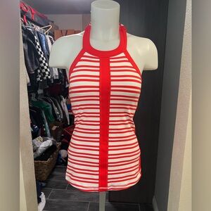 Lululemon Red and White Workout Halter Top